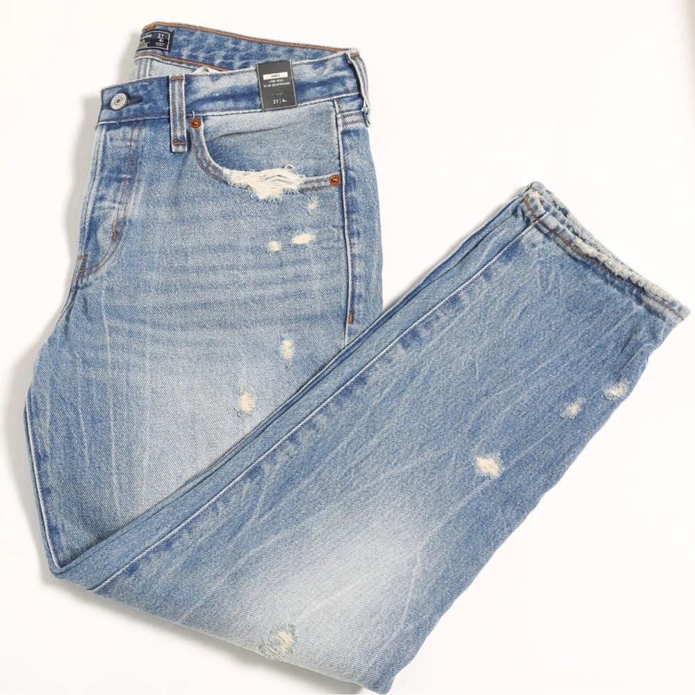 Abercrombie & Fitch Blue Ames Low Rise Slim Boyfriend Ripped Jeans Size 27/4
